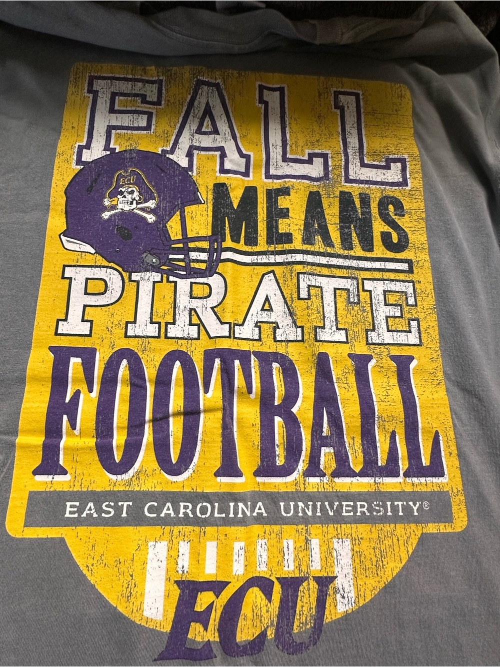 ECU Football Gray Logo Tee